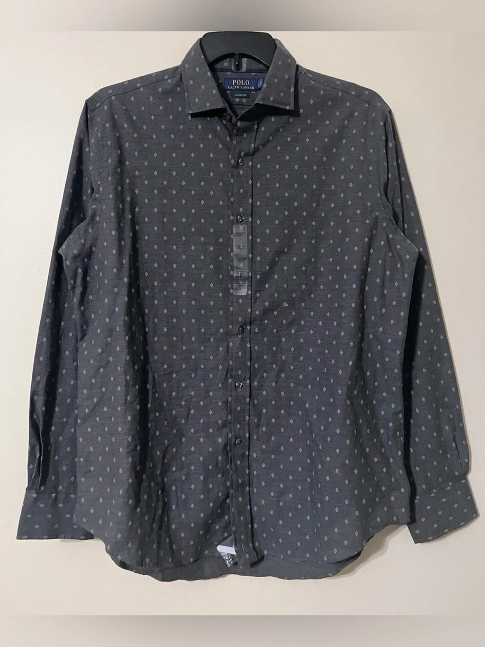 Polo by Ralph Lauren Men's Charcoal Gray Micro-Pattern Button-Down Shirt